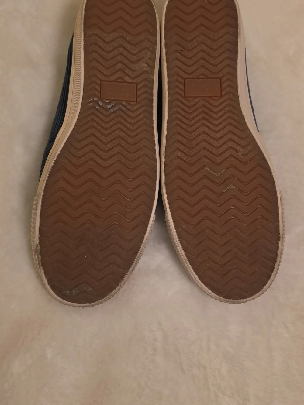 Toms Navy Blue Corduroy Slip-On Loafers with White Outsole